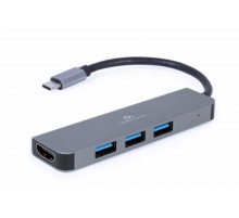 Концентратор USB-C Cablexpert 3хUSB3.1 метал, Grey (A-CM-COMBO2-01)