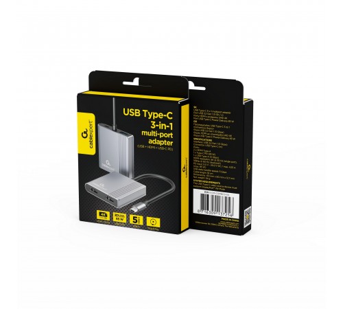 Док-станція Cablexpert USB-C 3-в-1 (A-CM-COMBO3-04)