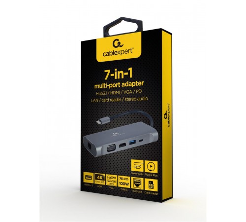 Док станція Cablexpert USB-C 7-в-1 (A-CM-COMBO7-01) Док станція Cablexpert USB-C 7-в-1 (A-CM-COMBO7-01)
