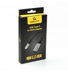 Перехідник Cablexpert USB Type-C - HDMI (M/F), 0.15 м, чорний/сріблястий (A-CM-HDMIF4K)