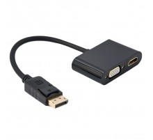 Адаптер Cablexpert DisplayPort - HDMI/VGA (M/F), 0.1 м, Black (A-DPM-HDMIFVGAF-01)