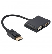 Адаптер Cablexpert DisplayPort - HDMI/VGA (M/F), 0.1 м, Black (A-DPM-HDMIFVGAF-01)