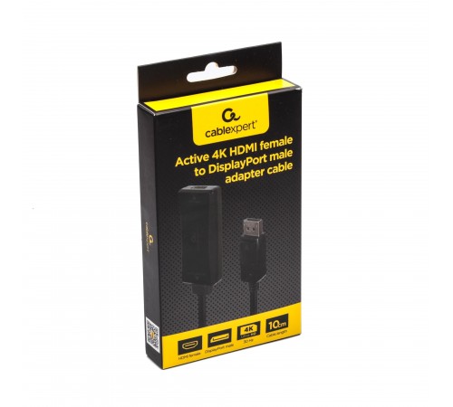 Адаптер Cablexpert HDMI - DisplayPort (F/M), 0.15 м, Black (A-HDMIF30-DPM-01)