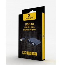 Адаптер Cablexpert HDMI+VGA - USB (F/M), 0.15 м, Black (A-USB3-HDMIVGA-01)