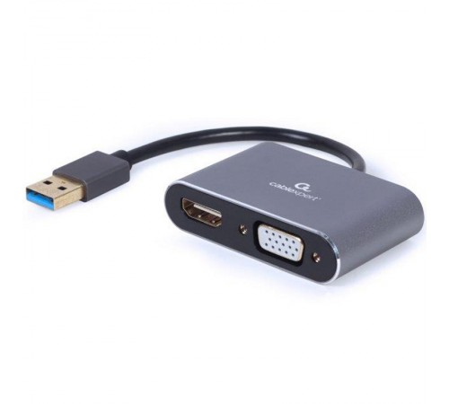 Адаптер Cablexpert HDMI+VGA - USB (F/M), 0.15 м, Black (A-USB3-HDMIVGA-01)