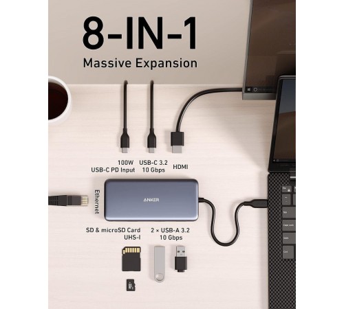 USB-хаб Anker USB-C 8-в-1 Black (A83830A2)