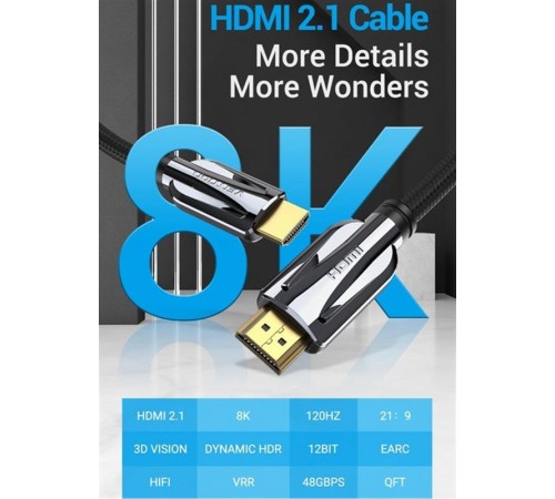 Кабель Vention HDMI - HDMI v.2.1 (M/M), 1.5 м, Black (AALBG)