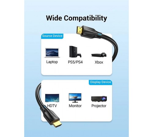 Кабель Vention HDMI - HDMI v.2.1 (M/M), 5 м, Black (AANBJ)