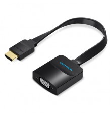 Адаптер Vention Flat HDMI - VGA (M/F), зі звуком і живленням, 0.15 м, чорний (ACKBB)
