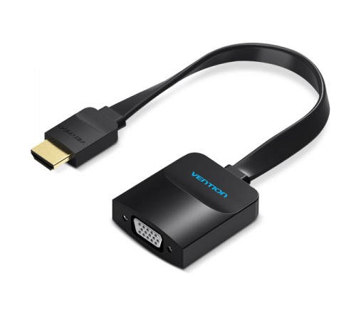 Адаптер Vention Flat HDMI - VGA (M/F), зі звуком і живленням, 0.15 м, чорний (ACKBB)