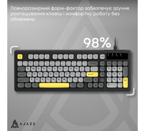 Клавіатура Ajazz AF98 Black USB-C Black Gray Yellow (AF98-BGY)