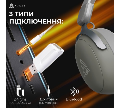 Bluetooth-гарнітура Ajazz AHM08 MAX 3-Mode Grey (AHM08-MAX-GW)
