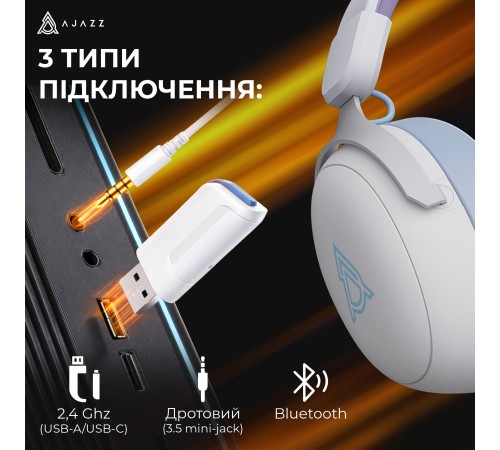 Bluetooth-гарнітура Ajazz AHM08 MAX 3-Mode White (AHM08-MAX-PWB)