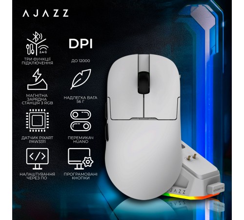Миша бездротова Ajazz AJ159P MC White (AJ159P-MC-W) Миша бездротова Ajazz AJ159P MC White (AJ159P-MC-W)