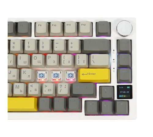 Клавіатура бездротова Epomaker AK820 Pro 75% Flying Fish Switch Hot-Swap (2.4G/BT/USB) RGB UA White (AK820-PRO-W-FF)