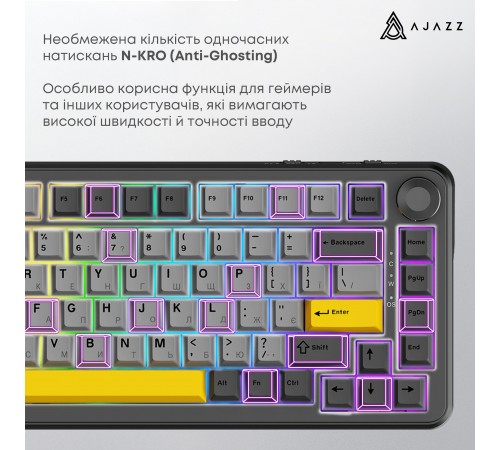 Клавіатура бездротова Ajazz AK820 Max Plus Day Dream Switch Black (AK820MAX-DD-BGY)