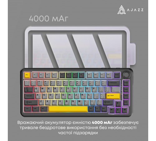 Клавіатура бездротова Ajazz AK820 Max Plus Day Dream Switch Black (AK820MAX-DD-BGY)