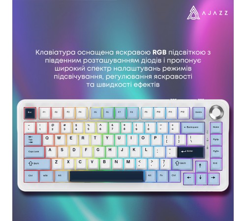 Клавіатура бездротова Ajazz AK820 Max Plus Day Dream Switch White (AK820MAX-DD-BWD)