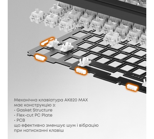 Клавіатура бездротова Ajazz AK820 Max Plus Day Dream Switch White (AK820MAX-DD-BWD)