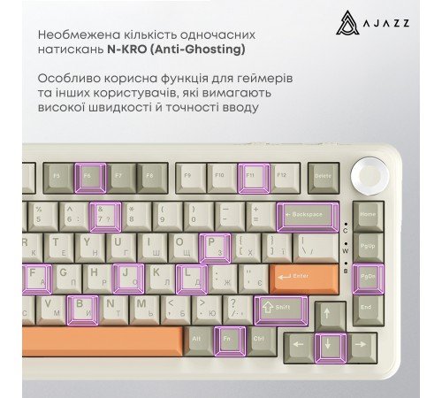 Клавіатура бездротова Ajazz AK820 Max Flying Fish Switch Retro Colour (AK820MAX-FF-R) Клавіатура бездротова Ajazz AK820 Max Flying Fish Switch Retro Colour (AK820MAX-FF-R)