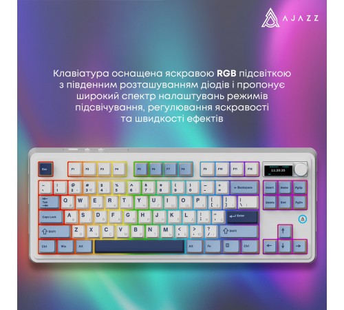 Клавіатура бездротова Ajazz AK870 Plus Murad Switch White (AK870-MU-BWD) Клавіатура бездротова Ajazz AK870 Plus Murad Switch White (AK870-MU-BWD)