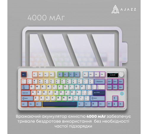 Клавіатура бездротова Ajazz AK870 Plus Murad Switch White (AK870-MU-BWD) Клавіатура бездротова Ajazz AK870 Plus Murad Switch White (AK870-MU-BWD)