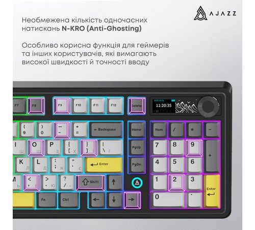 Клавіатура бездротова Ajazz AK980 Clear Sky Switch Black (AK980-CS-BGY) Клавіатура бездротова Ajazz AK980 Clear Sky Switch Black (AK980-CS-BGY)