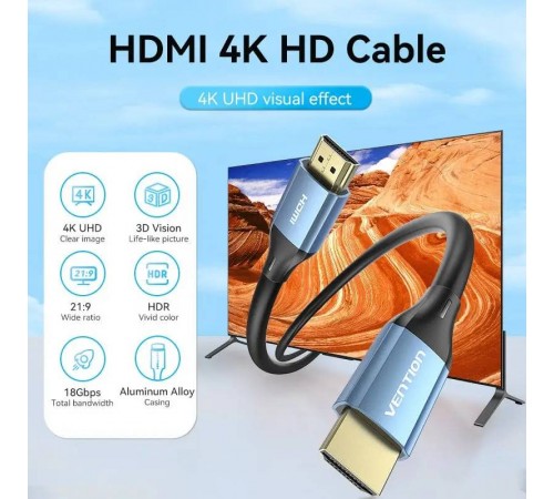 Кабель Vention HDMI - HDMI V 2.0 (M/M), 2 м, Blue (ALHSH) Кабель Vention HDMI - HDMI V 2.0 (M/M), 2 м, Blue (ALHSH)