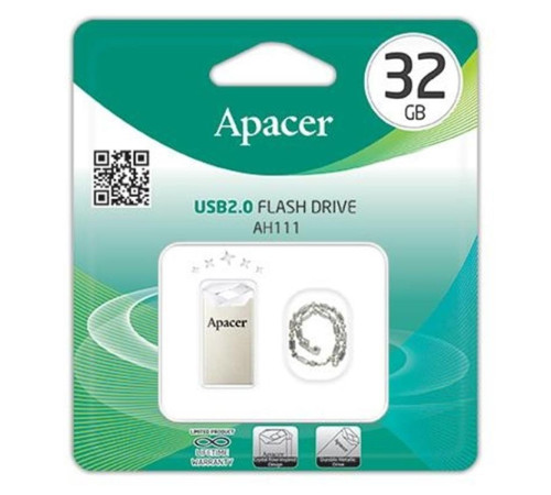 Флеш-накопичувач USB 32GB Apacer AH111 Silver/Crystal (AP32GAH111CR-1)