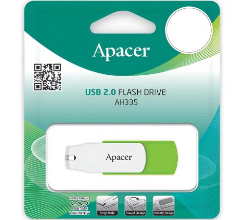 Флеш-накопичувач USB 32GB Apacer AH335 White/Green (AP32GAH335G-1)