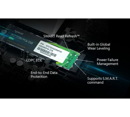 Накопичувач SSD 512GB Apacer AS2280P4X M.2 PCIe 3.0 3D TLC (AP512GAS2280P4X-1) Накопичувач SSD 512GB Apacer AS2280P4X M.2 PCIe 3.0 3D TLC (AP512GAS2280P4X-1)