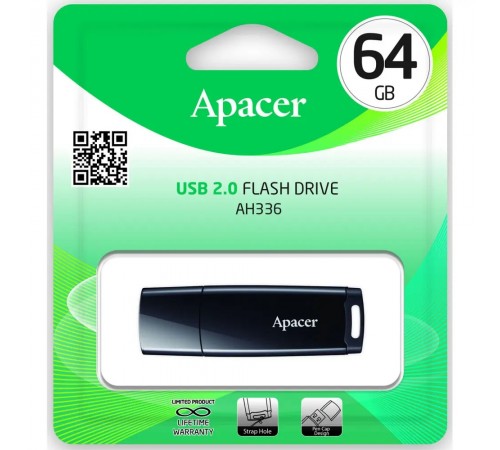 Флеш-накопичувач USB 64GB Apacer AH336 Black (AP64GAH336B-1)