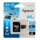 Карта пам`ятi MicroSDXC 64GB UHS-I/U3 Class 10 Apacer (AP64GMCSX10U8-R) + SD адаптер