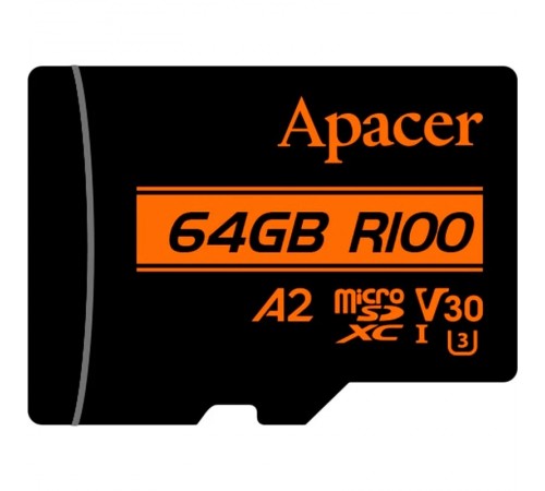 Карта пам`ятi MicroSDXC 64GB UHS-I/U3 Class 10 Apacer (AP64GMCSX10U8-R) + SD адаптер