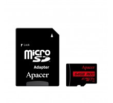 Карта пам`ятi MicroSDHC 64GB UHS-I Class 10 Apacer + SD adapter (AP64GMCSX10UB-R)
