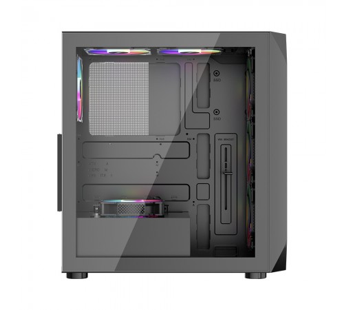 Корпус 1stPlayer AY7-BK-4F1 Black без БЖ