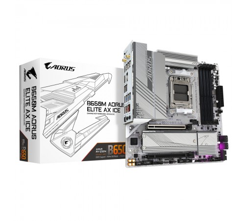 Материнська плата Gigabyte B650M Aorus Elite AX Ice Socket AM5