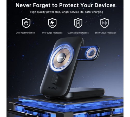 Універсальна мобільна батарея Choetech Magnetic 10000mAh Qi-2 15W Black (B750-CCBK)