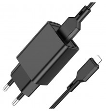 Мережевий зарядний пристрій Borofone BA68A (1USB, 2.1А) Black (BA68ALB) + кабель Lightning