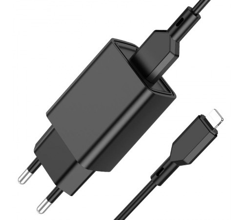 Мережевий зарядний пристрій Borofone BA68A (1USB, 2.1А) Black (BA68ALB) + кабель Lightning Мережевий зарядний пристрій Borofone BA68A (1USB, 2.1А) Black (BA68ALB) + кабель Lightning