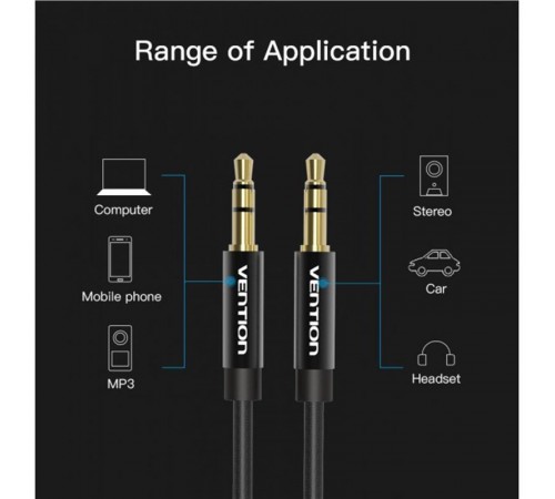 Кабель Vention 3.5 мм - 3.5 мм (M/M), 1 м, Black (BAGBF)