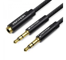 Кабель Vention 3.5 мм - 2х3.5 мм (F/M), 0.6 м, Black (BBLBAB)