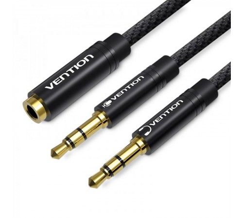 Кабель Vention 3.5 мм - 2х3.5 мм (F/M), 0.6 м, Black (BBLBAB)