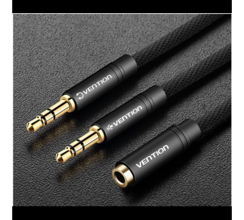 Кабель Vention 3.5 мм - 2х3.5 мм (F/M), 0.3 м, Black (BBLBY)