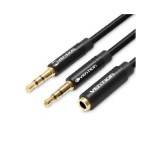 Кабель Vention 3.5 мм - 2х3.5 мм (M/F), 1 м, Black (BBTBF)