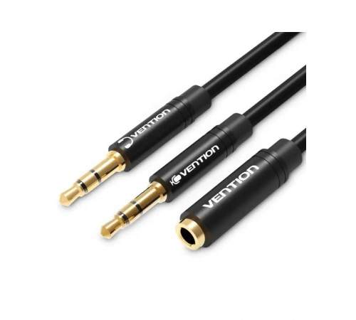 Кабель Vention 3.5 мм - 2х3.5 мм (M/F), 1 м, Black (BBTBF)