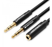 Кабель Vention 3.5 мм - 2х3.5 мм (F/M), 0.6 м, Black (BBUBAB)