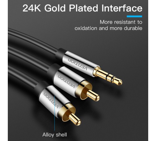 Кабель Vention 3.5 мм - 2xRCA (M/M), 2 м, Black (BCFBH)
