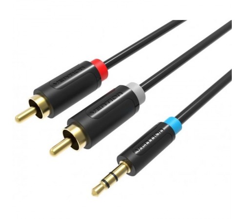 Кабель Vention 3.5 мм - 2хRCA (M/M), 2 м, Black (BCLBH)