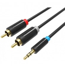 Кабель Vention 3.5 мм - 2хRCA (M/M), 3 м, Black (BCLBI)